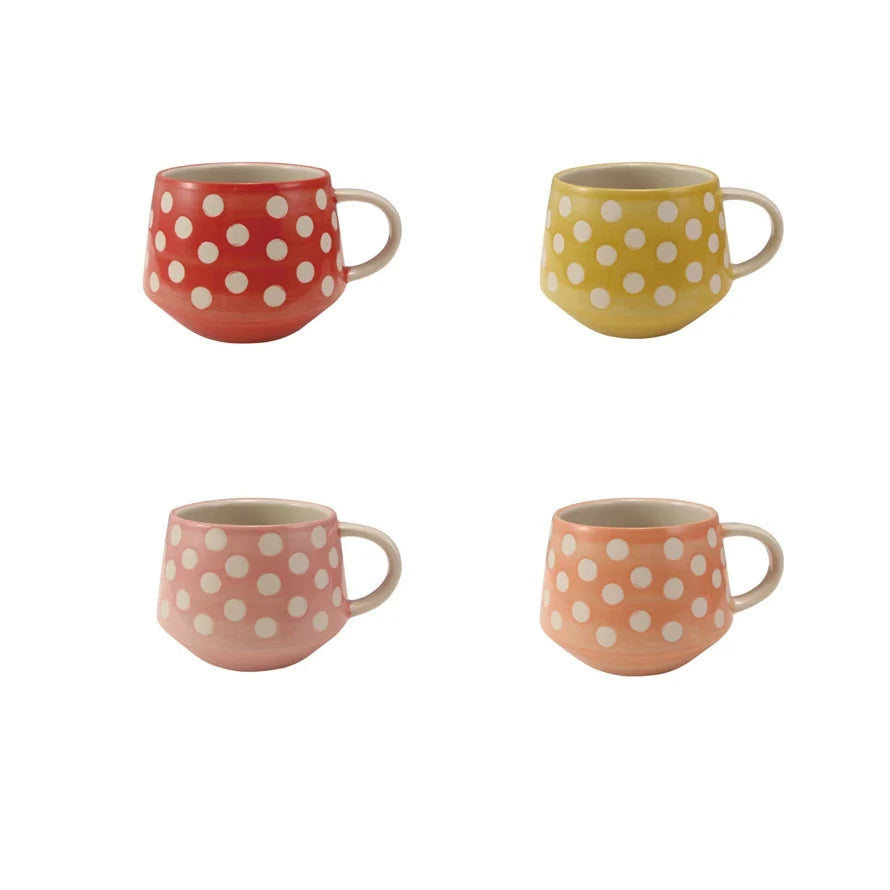 Hand-Painted Stoneware Mug with Dots