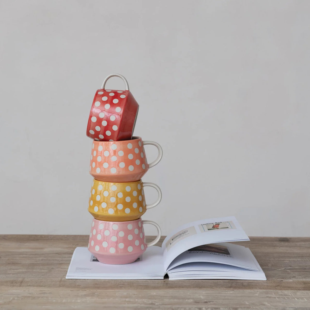 Hand-Painted Stoneware Mug with Dots