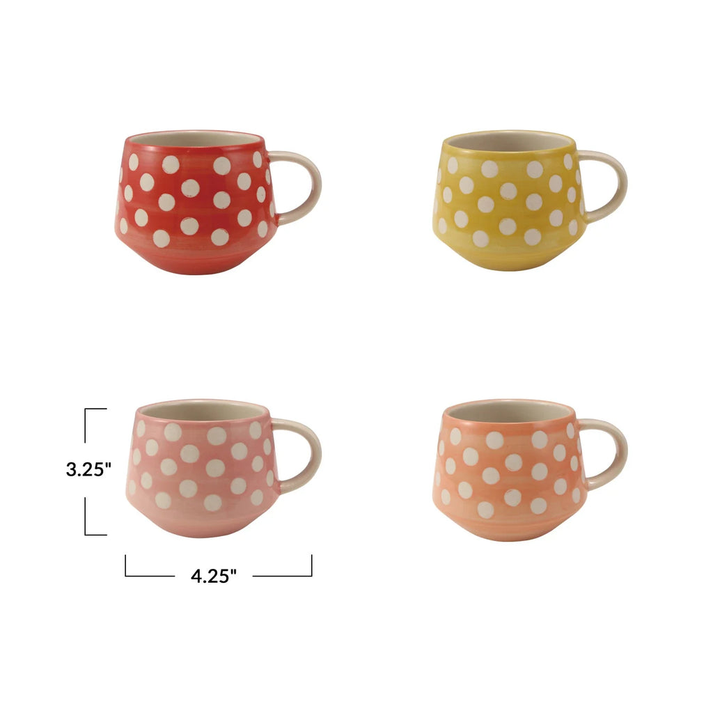 Hand-Painted Stoneware Mug with Dots
