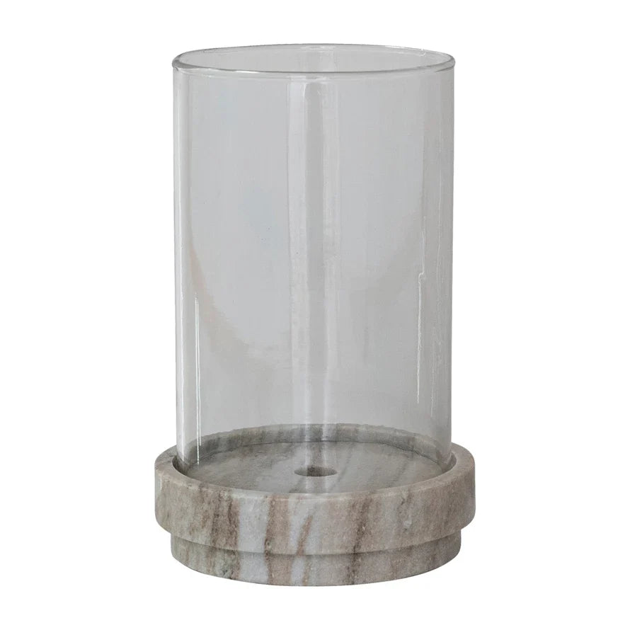 Marble Candle Holder Glass Hurricane | Taper or Pillar