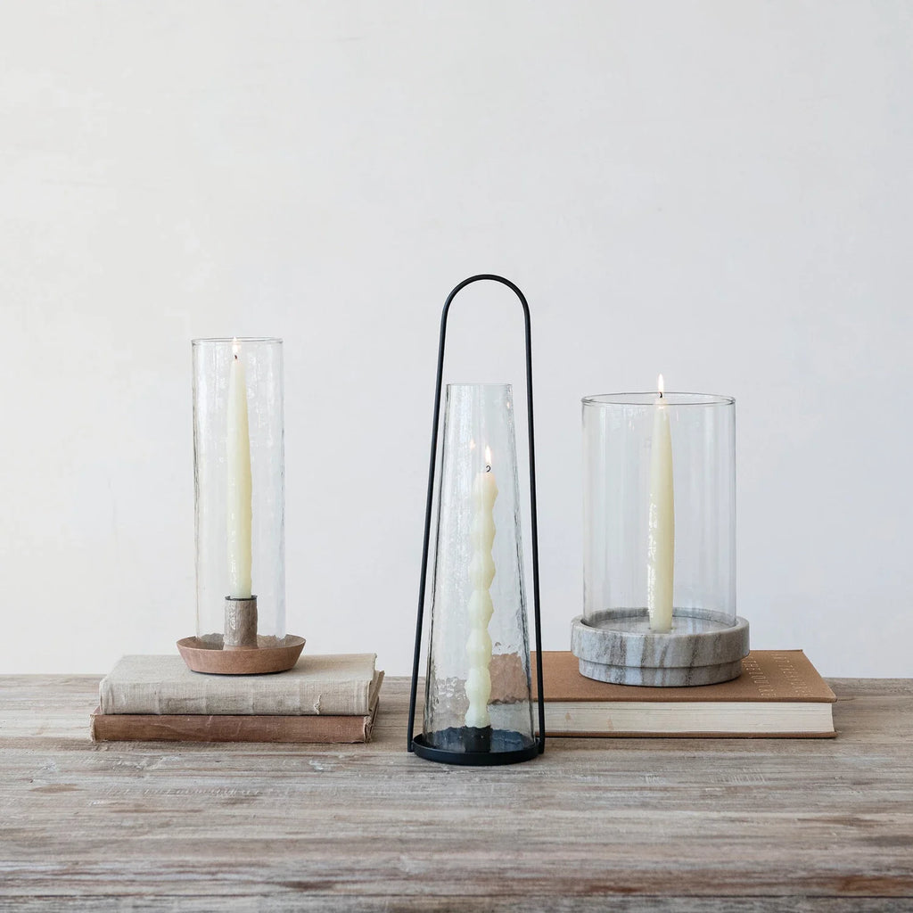 Marble Candle Holder Glass Hurricane | Taper or Pillar