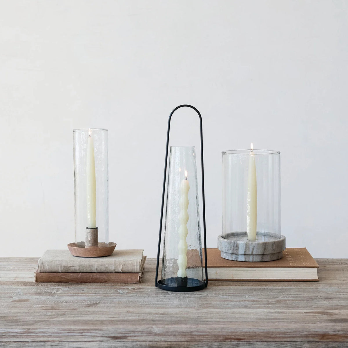Marble Candle Holder Glass Hurricane | Taper or Pillar