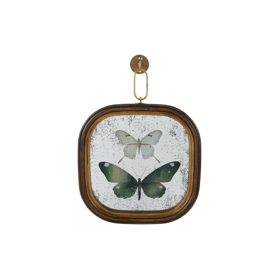Butterfly Art on Framed Antique Mirror