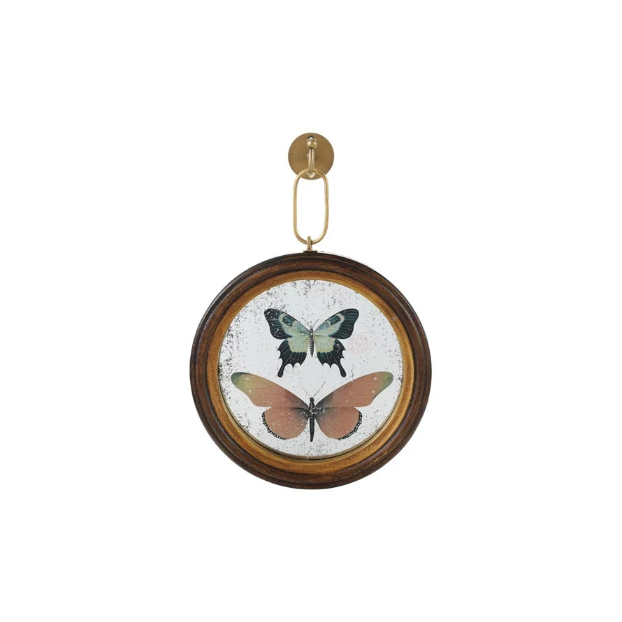 Butterfly Art on Framed Antique Mirror