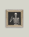 Halloween Skeleton Framed Antique Art