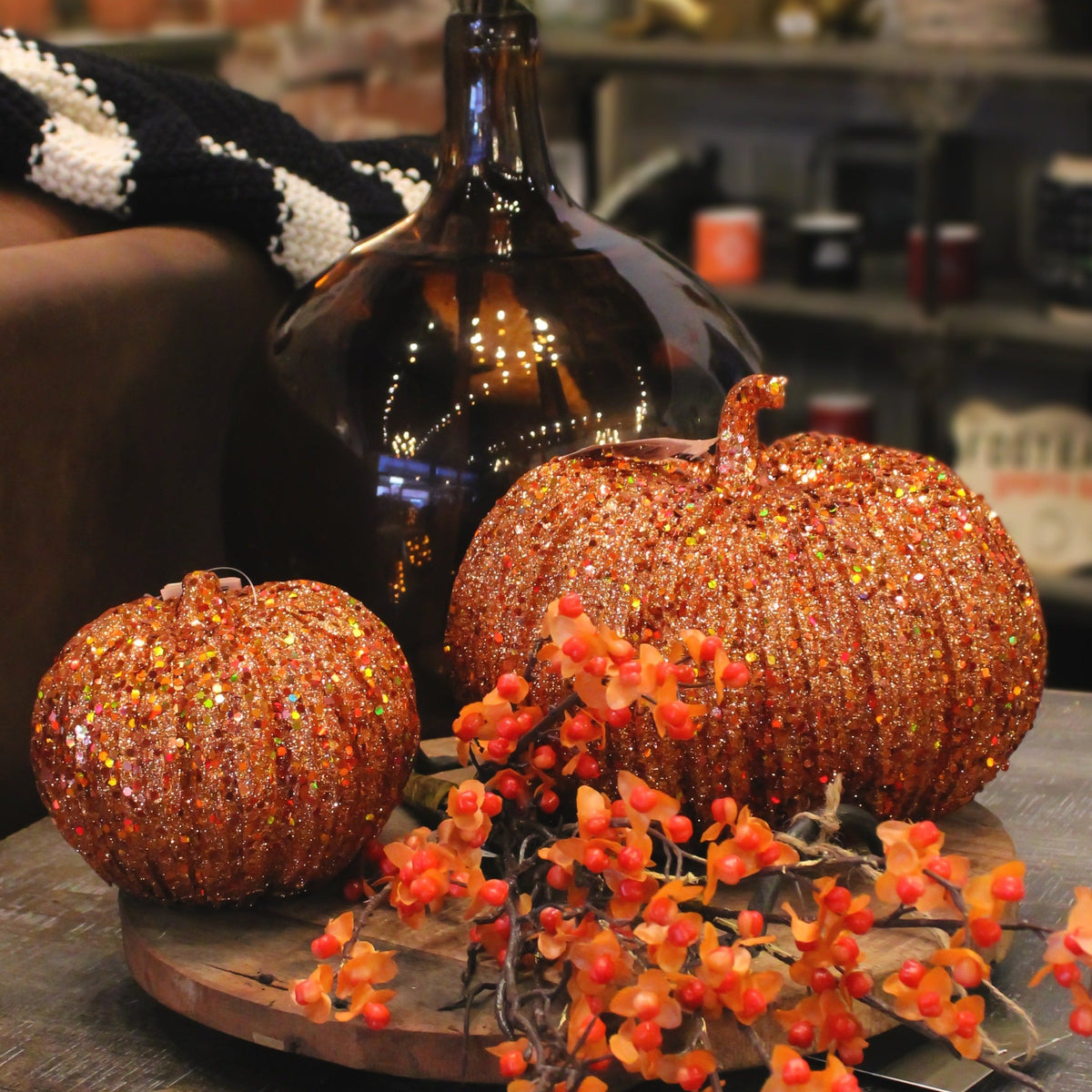 Orange Glitter & Sequin Pumpkin
