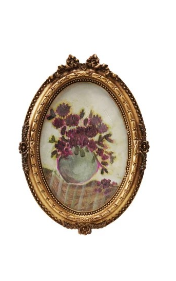 Pewter & Glass Framed Art | Gold Finish
