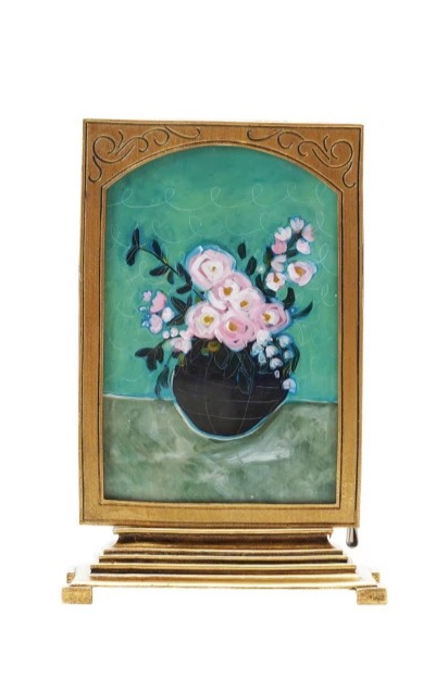Pewter & Glass Framed Art | Gold Finish