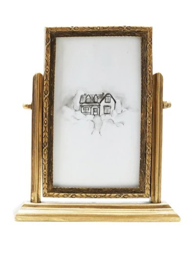 Pewter & Glass Framed Art | Gold Finish