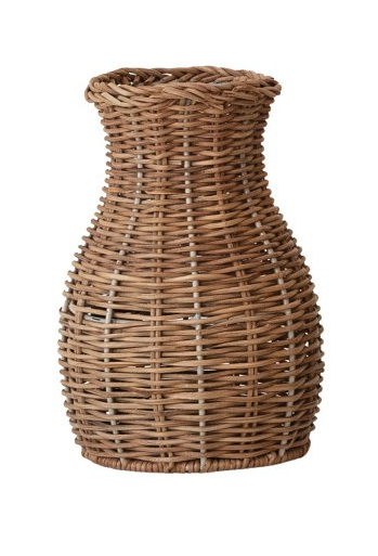 Hand-Woven Rattan Vase with Removable Glass Insert