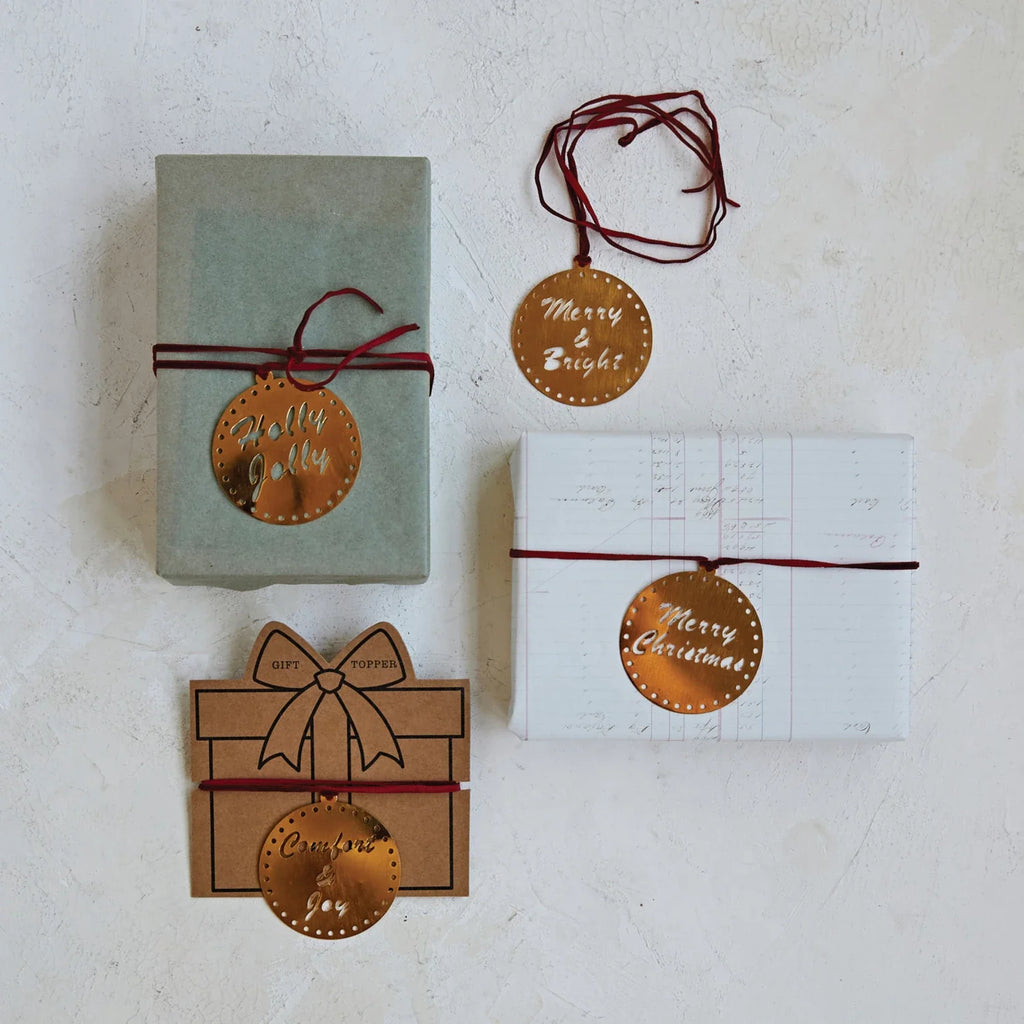 Metal Gift Topper w/ Holiday Saying