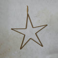 Gold Hanging Metal & Glass Bead Star w/ Cotton Velvet Ribbon