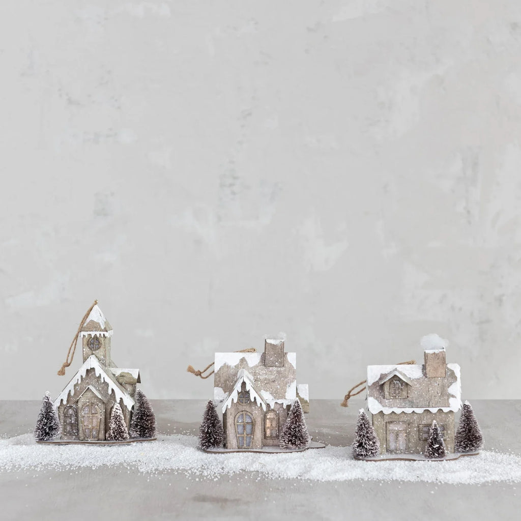 Paper House w/ Faux Trees & LED Light
