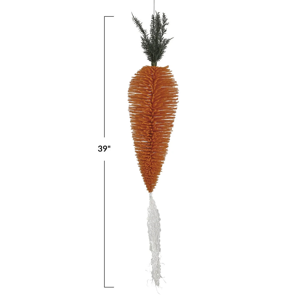 Flocked Bottle Brush Carrot Ornament