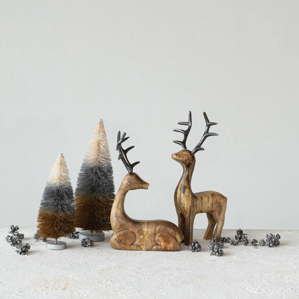 Mango Wood Reindeer with Aluminum Antlers