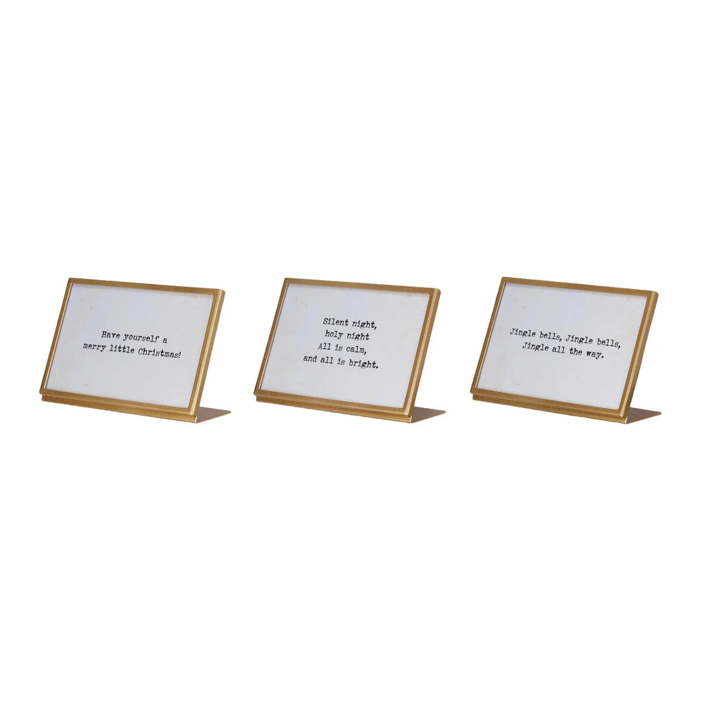 Gold Metal Frame with Glass Holiday Saying