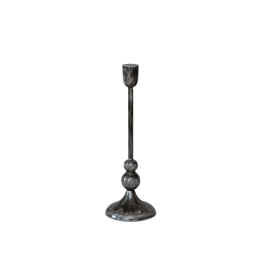 Enameled Black Smoky Finish Aluminum Taper Holder