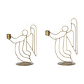 Angel Metal Taper Holders, Antique Brass Finish, Set of Two